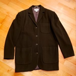 Banana Republic olive green wool blend button front lined blazer with pockets